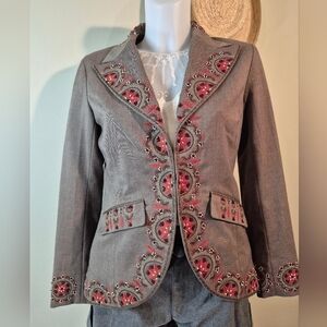 Beautiful Blazer Jacket Beaded Embroidery Embellished By Nic+Zoe